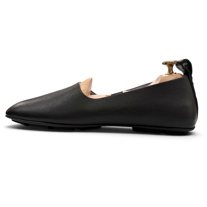 Excellent VERSACE Slip-on VILLA Driving shoes with metal logo black leather 43