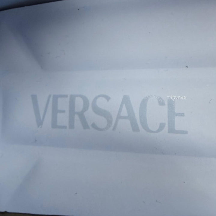 Excellent VERSACE Slip-on VILLA Driving shoes with metal logo black leather 43