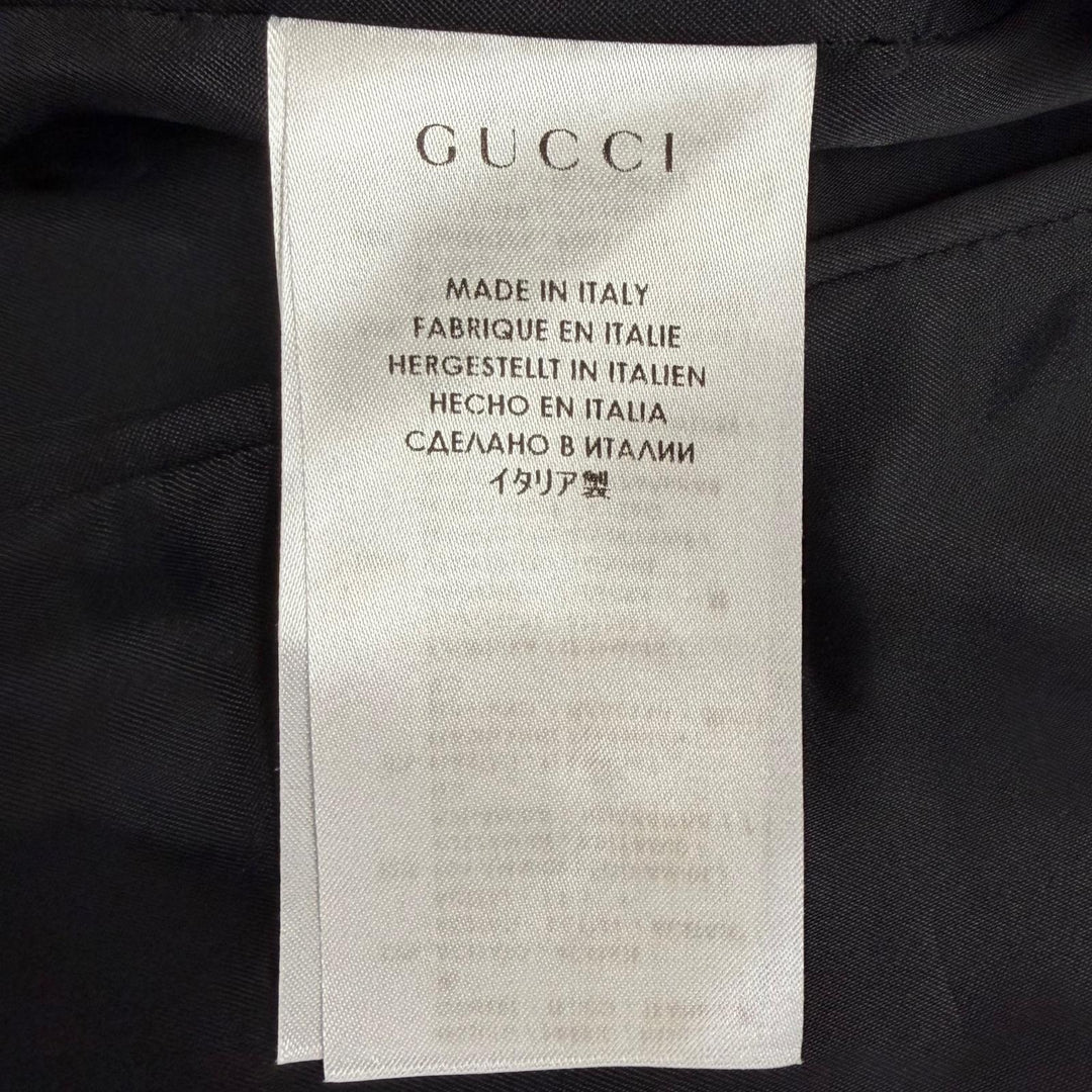 Excellent GUCCI coat Bit design stand collar long coat black Women 36 361308