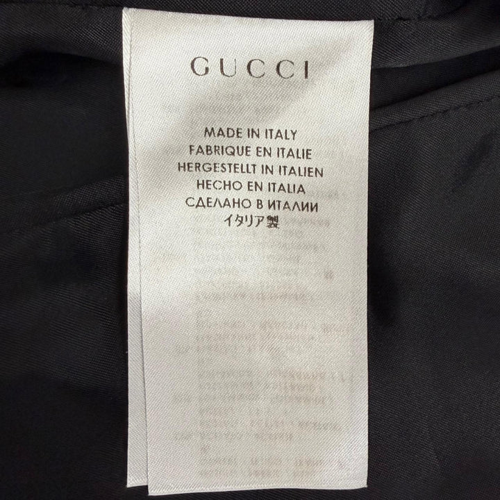 Excellent GUCCI coat Bit design stand collar long coat black Women 36 361308