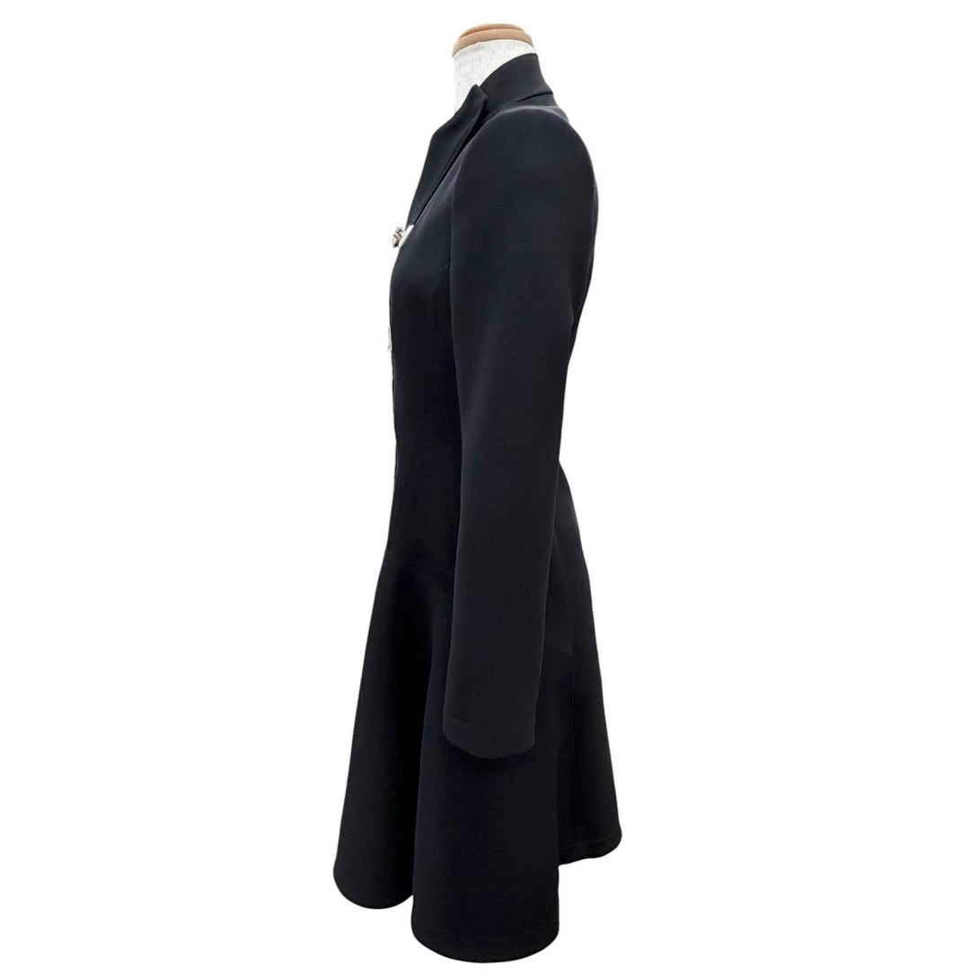 Excellent GUCCI coat Bit design stand collar long coat black Women 36 361308