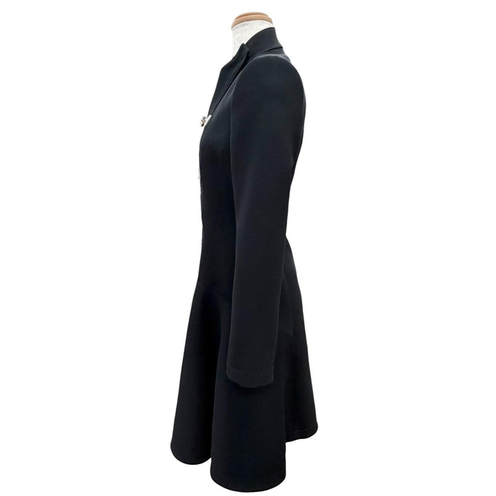 Excellent GUCCI coat Bit design stand collar long coat black Women 36 361308