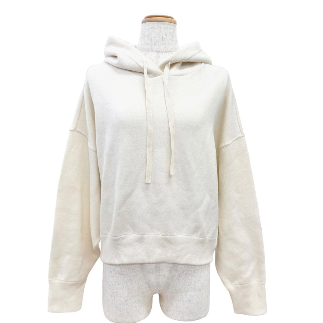Excellent VALENTINO hoodie Logo embroidered cropped hoodie Ivory M UB3KC15N5ML