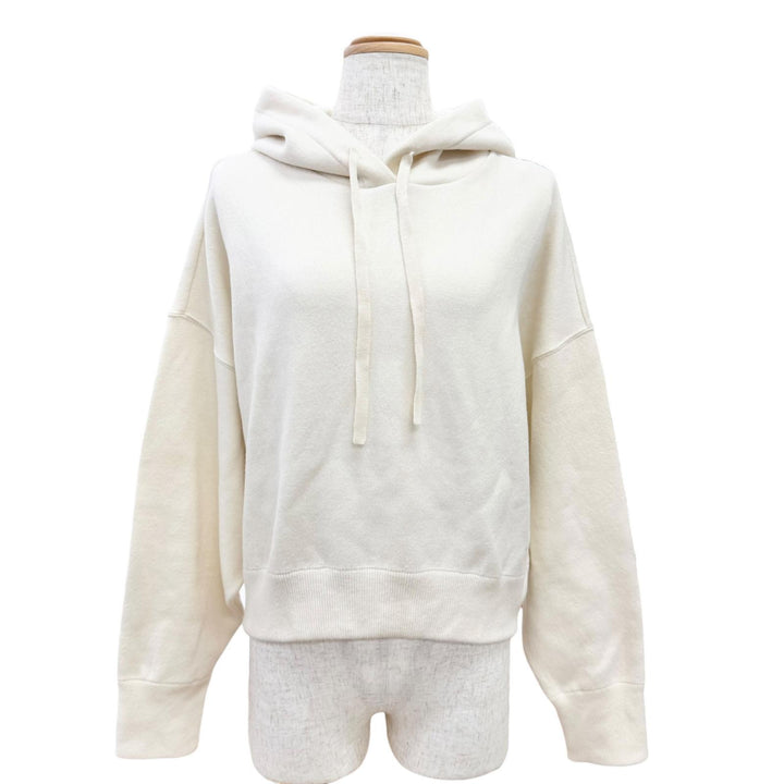 Excellent VALENTINO hoodie Logo embroidered cropped hoodie Ivory M UB3KC15N5ML