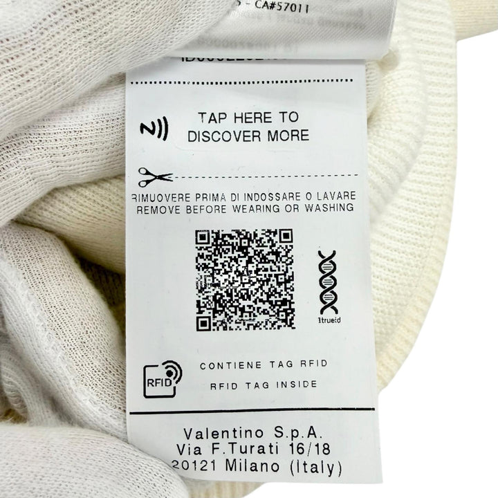 Excellent VALENTINO hoodie Logo embroidered cropped hoodie Ivory M UB3KC15N5ML