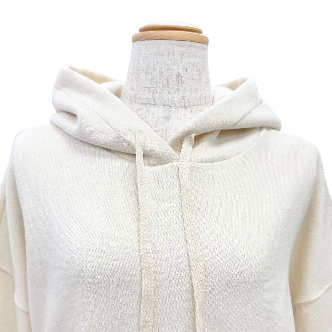 Excellent VALENTINO hoodie Logo embroidered cropped hoodie Ivory M UB3KC15N5ML