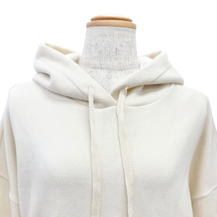 Excellent VALENTINO hoodie Logo embroidered cropped hoodie Ivory M UB3KC15N5ML