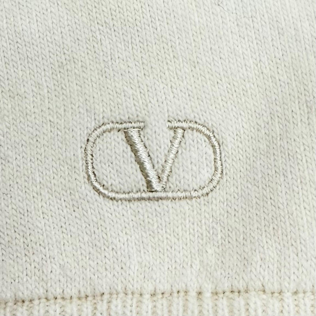 Excellent VALENTINO hoodie Logo embroidered cropped hoodie Ivory M UB3KC15N5ML