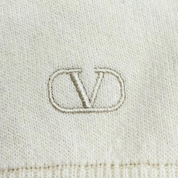 Excellent VALENTINO hoodie Logo embroidered cropped hoodie Ivory M UB3KC15N5ML