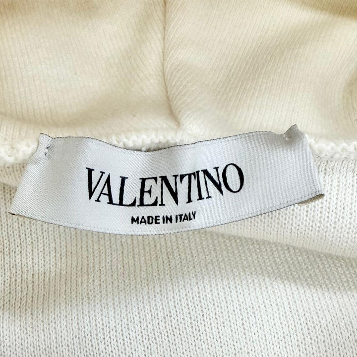 Excellent VALENTINO hoodie Logo embroidered cropped hoodie Ivory M UB3KC15N5ML
