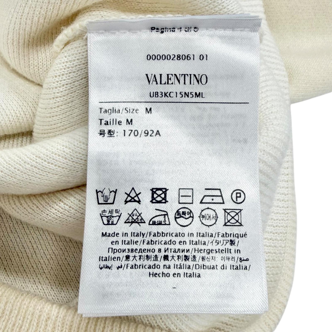 Excellent VALENTINO hoodie Logo embroidered cropped hoodie Ivory M UB3KC15N5ML