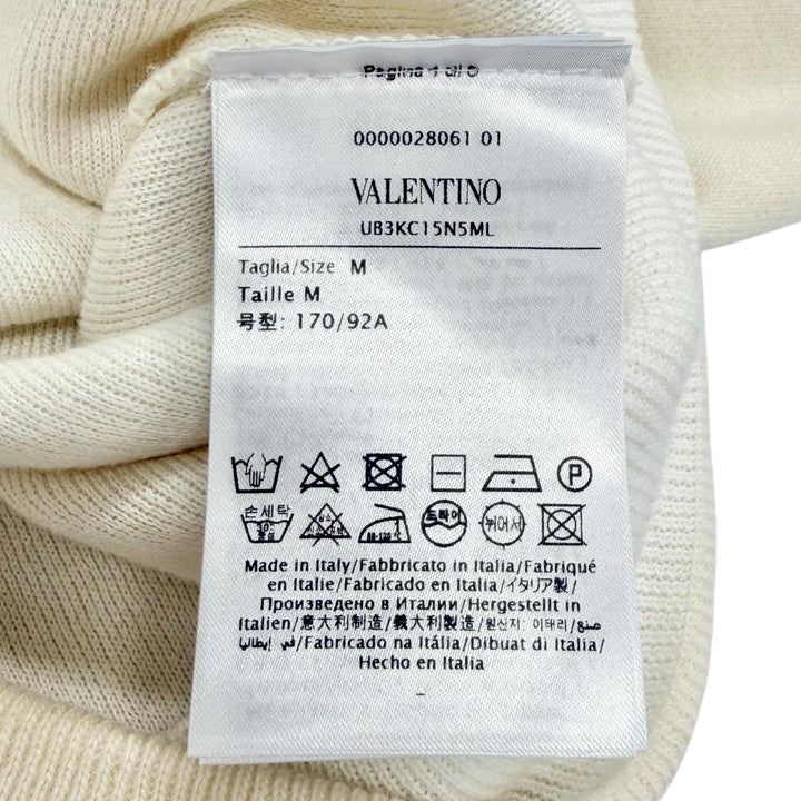 Excellent VALENTINO hoodie Logo embroidered cropped hoodie Ivory M UB3KC15N5ML