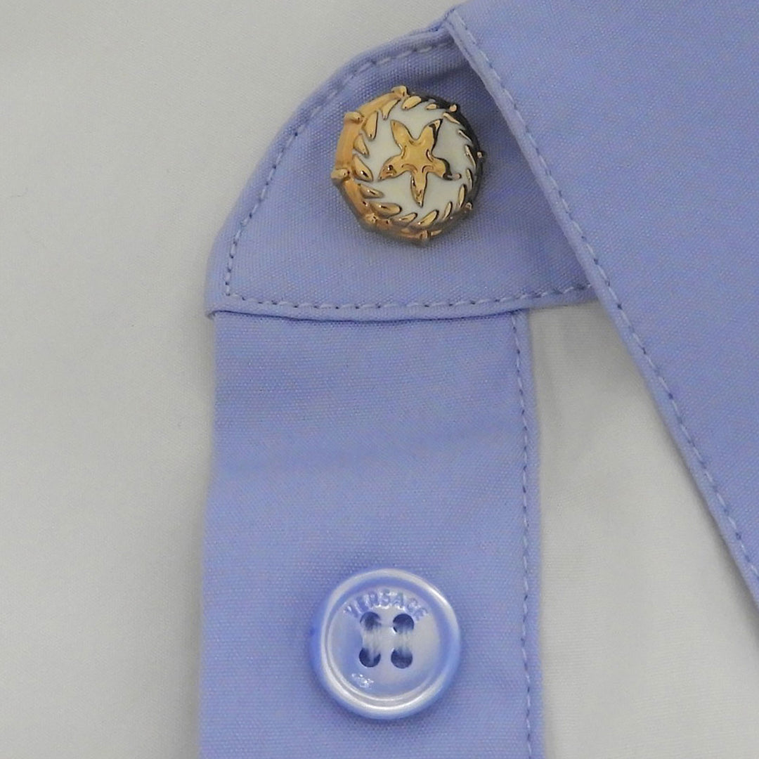 Great VERSACE Long sleeve shirt Baroque Marine Pattern white cotton 36 A89285