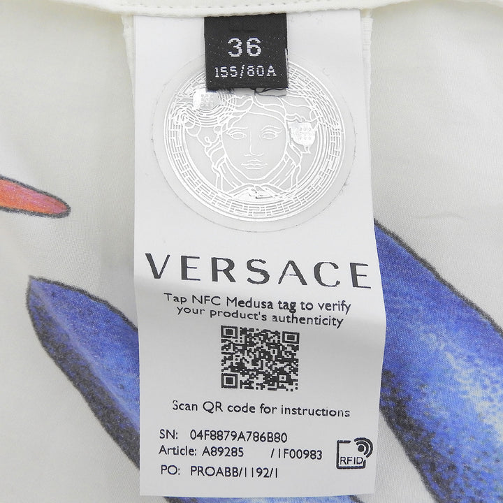 Great VERSACE Long sleeve shirt Baroque Marine Pattern white cotton 36 A89285