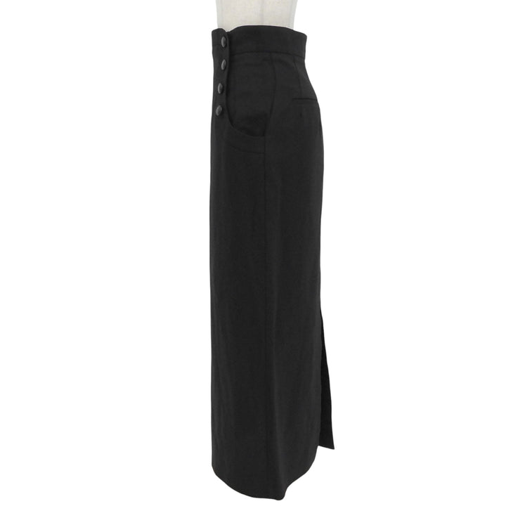 Excellent MAME KUROGOUCHI skirt Front button long black cotton 2 MM23PS-SK713