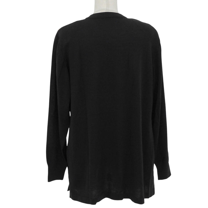 Excellent LEONARD FASHION cardigan Leopard Pattern Crew Neck black silk Women M