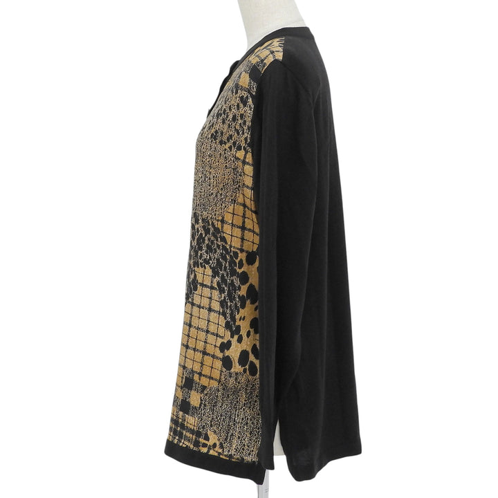 Excellent LEONARD FASHION cardigan Leopard Pattern Crew Neck black silk Women M