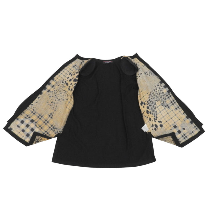 Excellent LEONARD FASHION cardigan Leopard Pattern Crew Neck black silk Women M