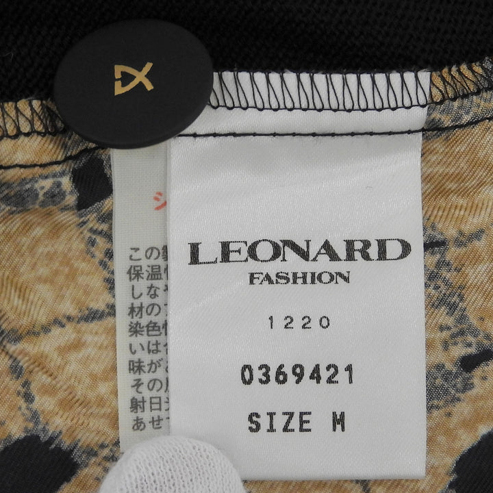 Excellent LEONARD FASHION cardigan Leopard Pattern Crew Neck black silk Women M