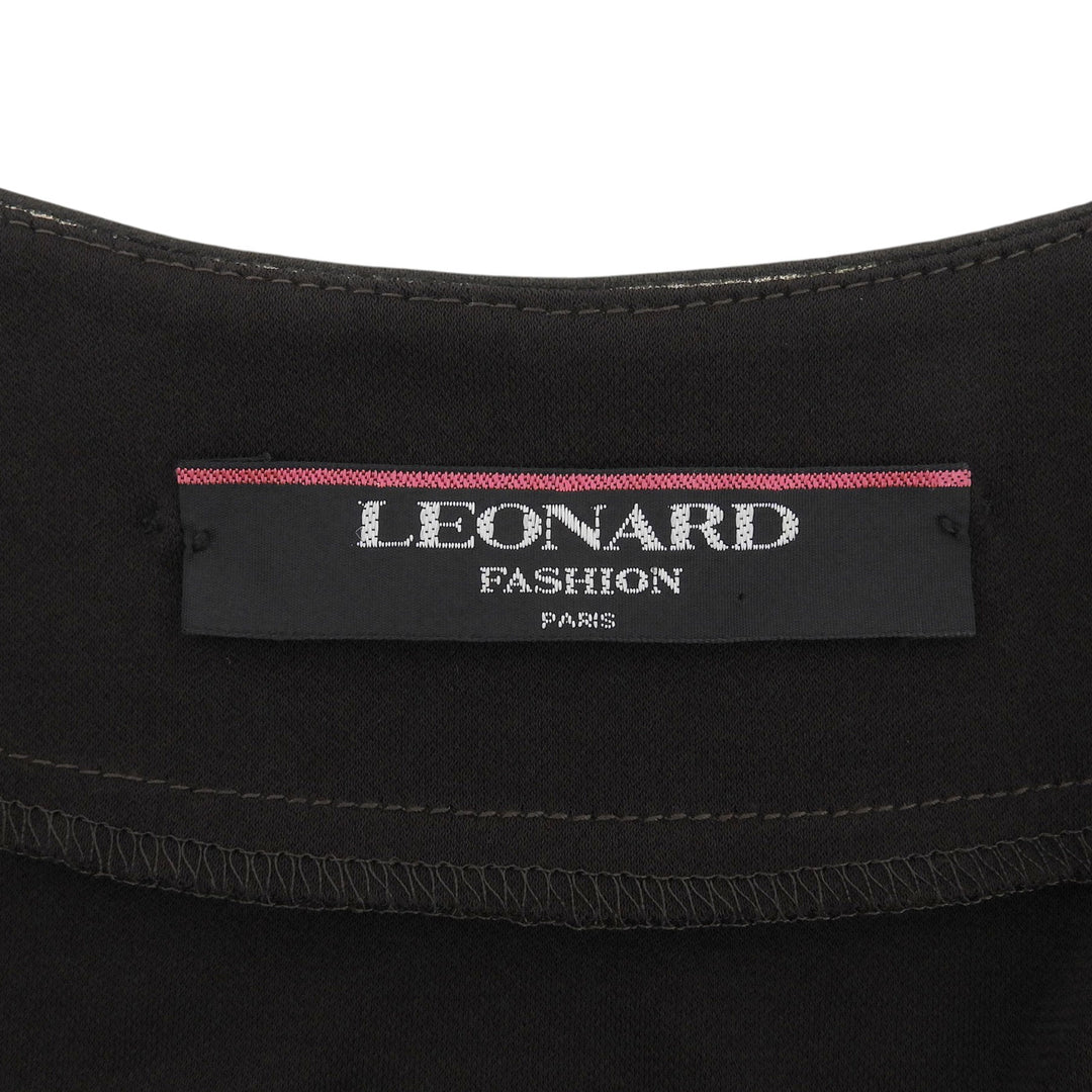 Excellent LEONARD FASHION cardigan Leopard Trim Long Brown acetate Women M