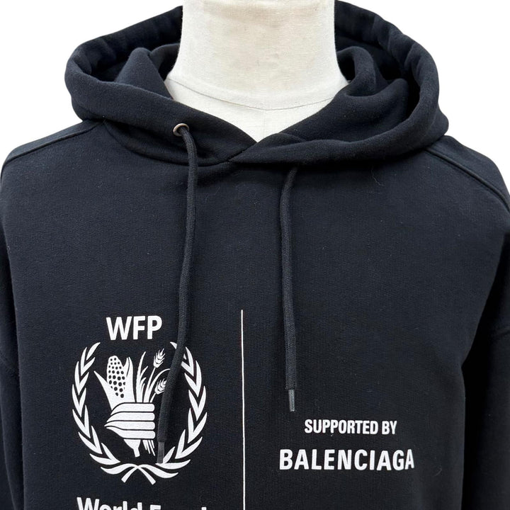 Great BALENCIAGA hoodie WFP Logo Hoodie, Fleece-Lined Pullover black M 600583