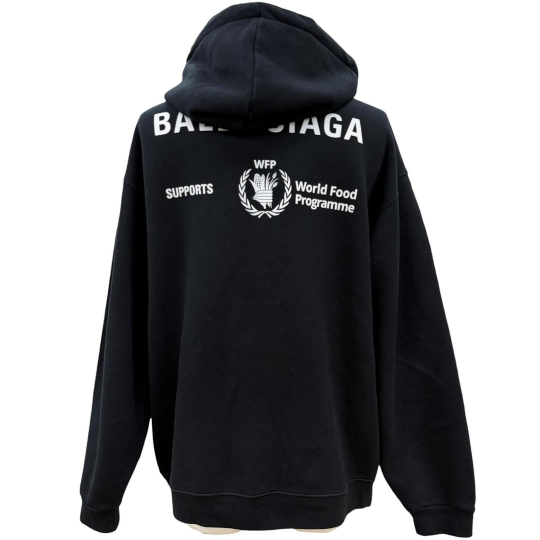 Great BALENCIAGA hoodie WFP Logo Hoodie, Fleece-Lined Pullover black M 600583
