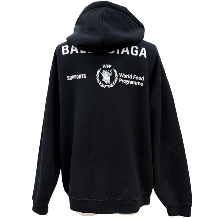 Great BALENCIAGA hoodie WFP Logo Hoodie, Fleece-Lined Pullover black M 600583