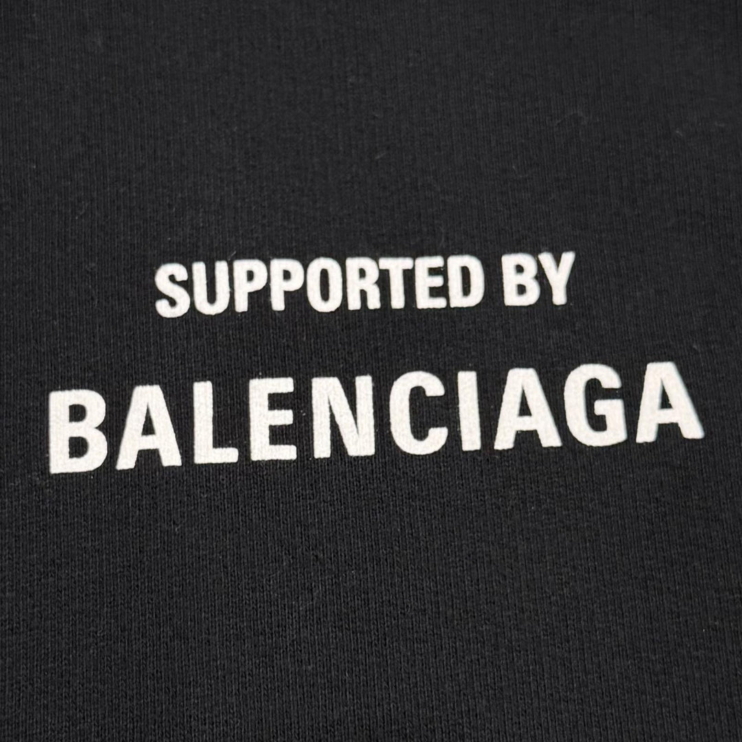 Great BALENCIAGA hoodie WFP Logo Hoodie, Fleece-Lined Pullover black M 600583
