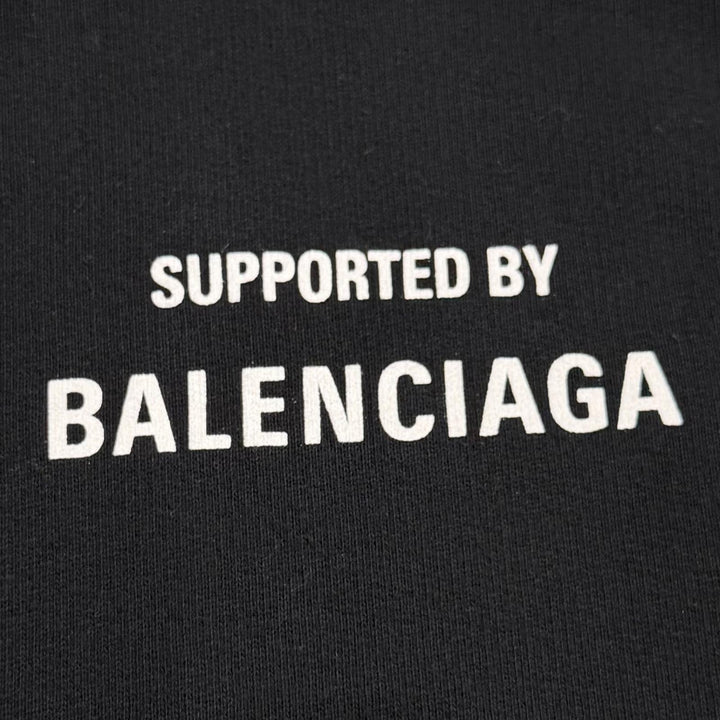Great BALENCIAGA hoodie WFP Logo Hoodie, Fleece-Lined Pullover black M 600583