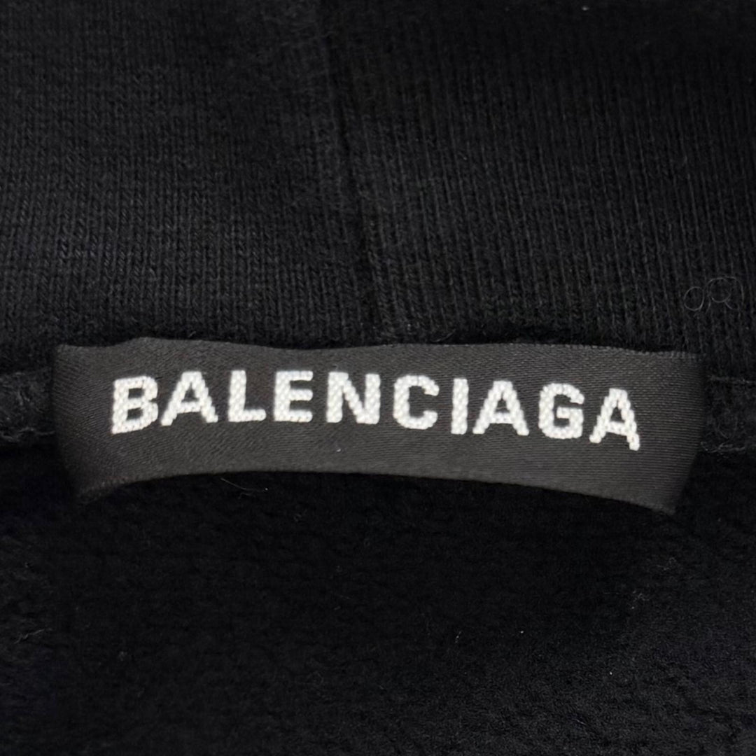 Great BALENCIAGA hoodie WFP Logo Hoodie, Fleece-Lined Pullover black M 600583