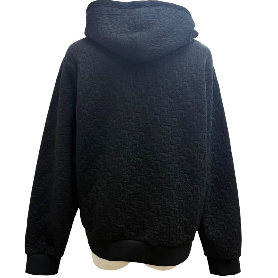 Excellent DIOR hoodie Oblique embossed all-over print pullover hoodie black