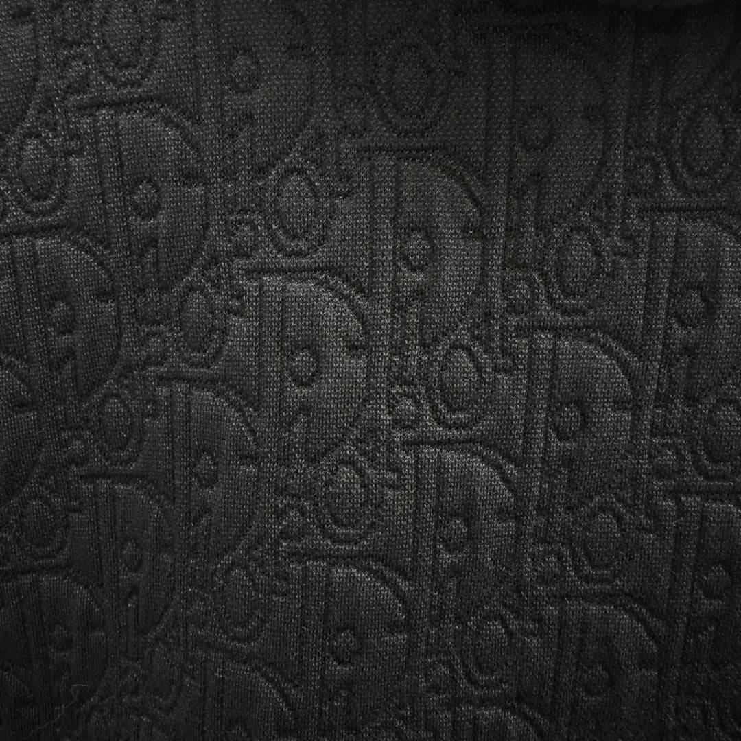 Excellent DIOR hoodie Oblique embossed all-over print pullover hoodie black