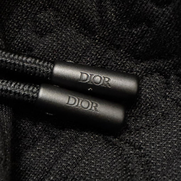 Excellent DIOR hoodie Oblique embossed all-over print pullover hoodie black