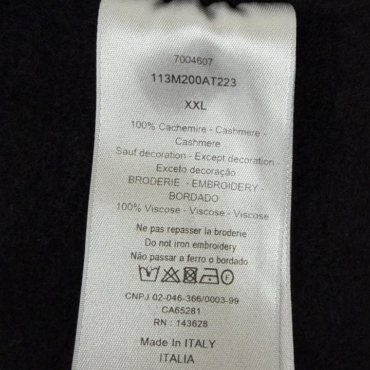 Great DIOR hoodie CD logo embroidery zip black cashmere mens XXL 113M200AT223