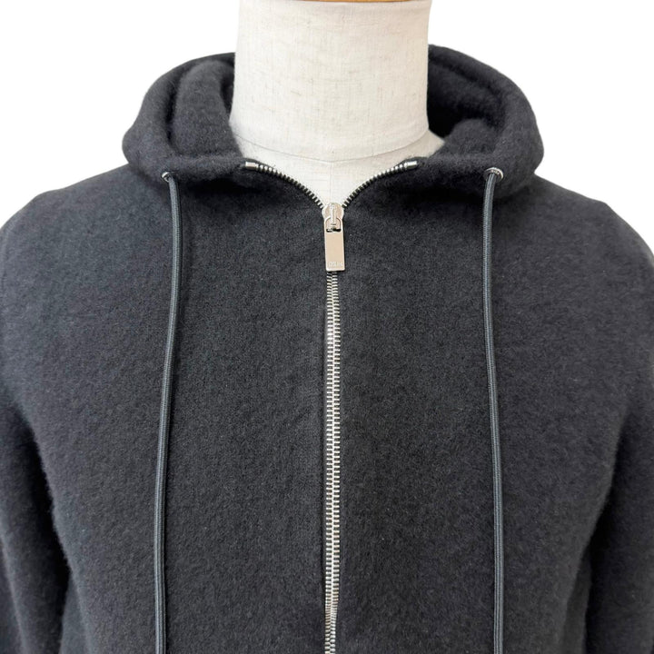 Great DIOR hoodie CD logo embroidery zip black cashmere mens XXL 113M200AT223