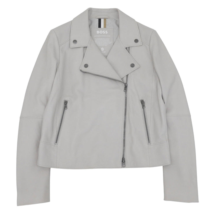 Great HUGO BOSS leather jacket Double breasted Light gray Sheep leather Women