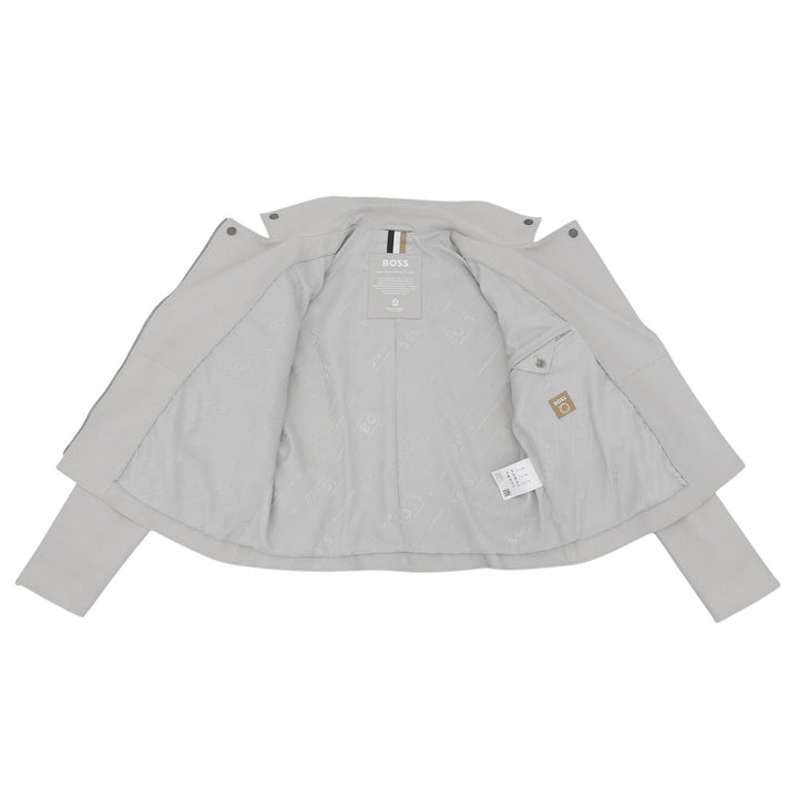 Great HUGO BOSS leather jacket Double breasted Light gray Sheep leather Women