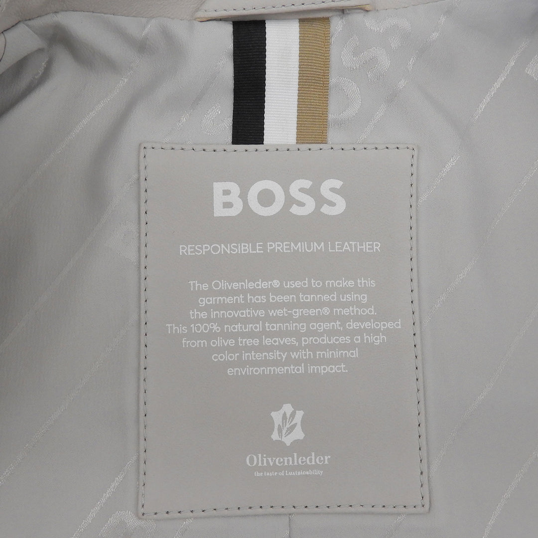 Great HUGO BOSS leather jacket Double breasted Light gray Sheep leather Women