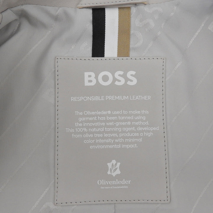 Great HUGO BOSS leather jacket Double breasted Light gray Sheep leather Women