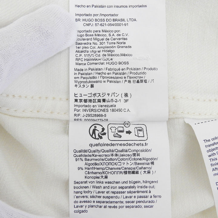 Excellent HUGO BOSS Denim Jacket Logo button drawstring white cotton Women S