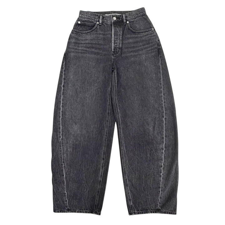 Great Alexander Wang Denim pants Rhinestone button fly wide Black 24 4DC1264112