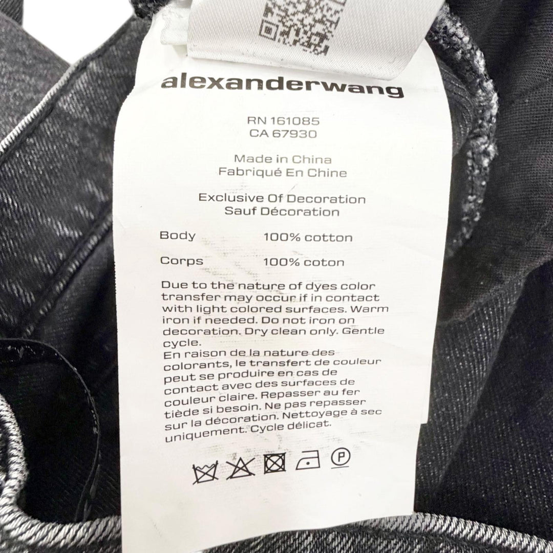 Great Alexander Wang Denim pants Rhinestone button fly wide Black 24 4DC1264112
