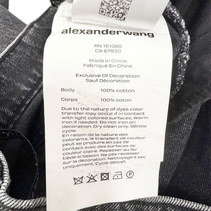 Great Alexander Wang Denim pants Rhinestone button fly wide Black 24 4DC1264112