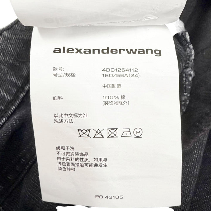 Great Alexander Wang Denim pants Rhinestone button fly wide Black 24 4DC1264112