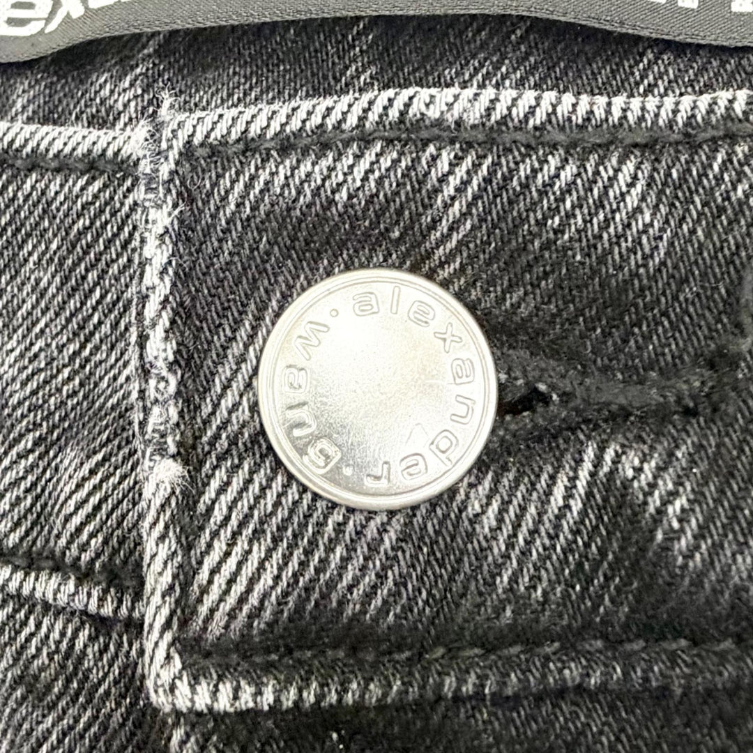 Great Alexander Wang Denim pants Rhinestone button fly wide Black 24 4DC1264112