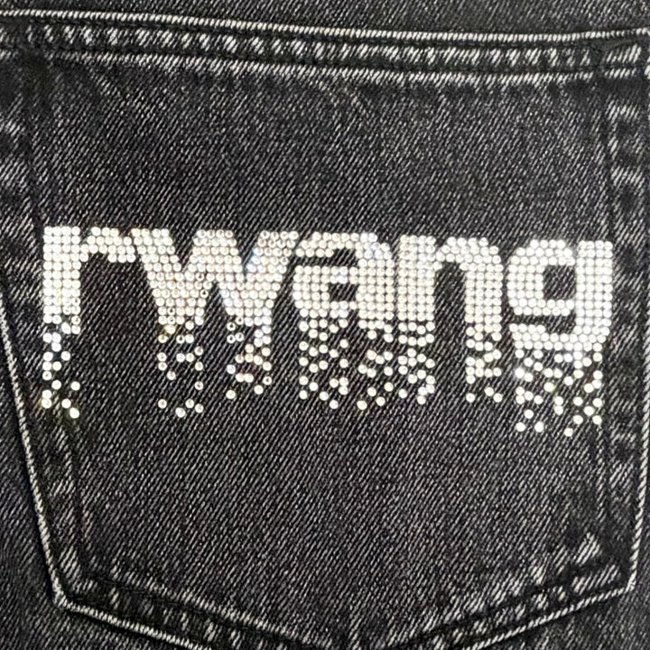 Great Alexander Wang Denim pants Rhinestone button fly wide Black 24 4DC1264112