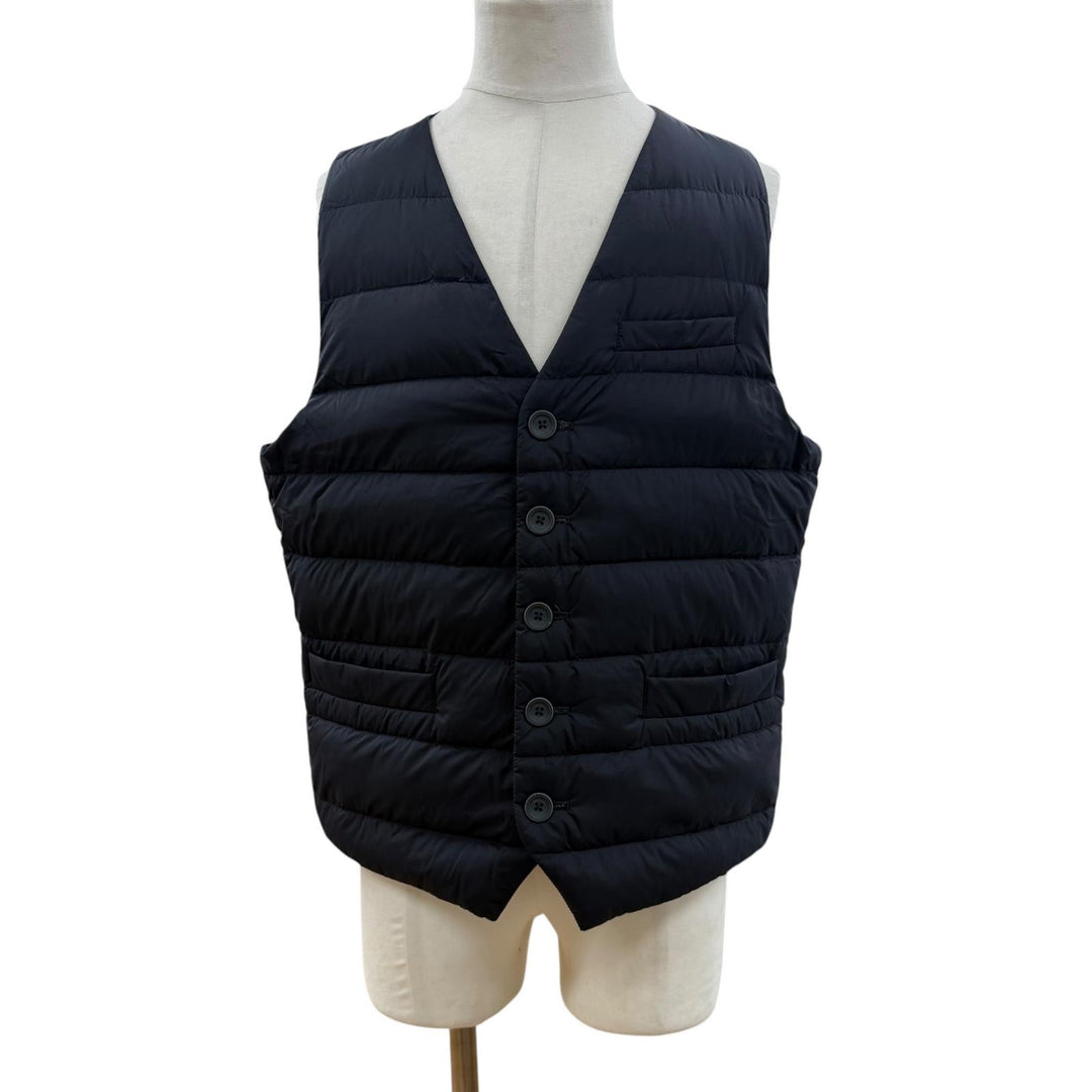 Excellent Herno Down vest IL PANCIOTTO Inner vest Navy Nylon mens 52 PI002ULE