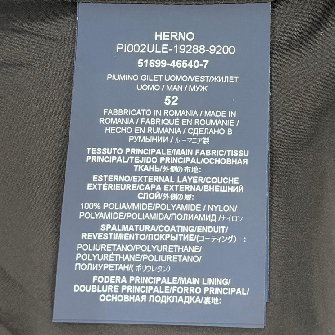 Excellent Herno Down vest IL PANCIOTTO Inner vest Navy Nylon mens 52 PI002ULE