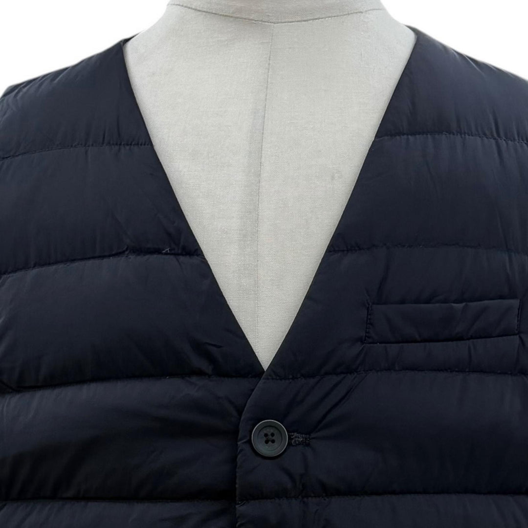Excellent Herno Down vest IL PANCIOTTO Inner vest Navy Nylon mens 52 PI002ULE