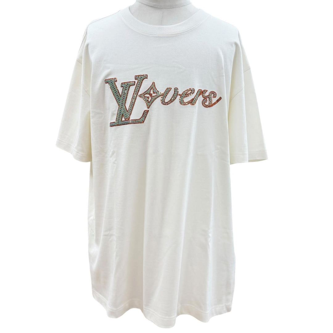 Excellent LOUIS VUITTON Short sleeve T-shirt LV Lovers Beads Sequins white XXL